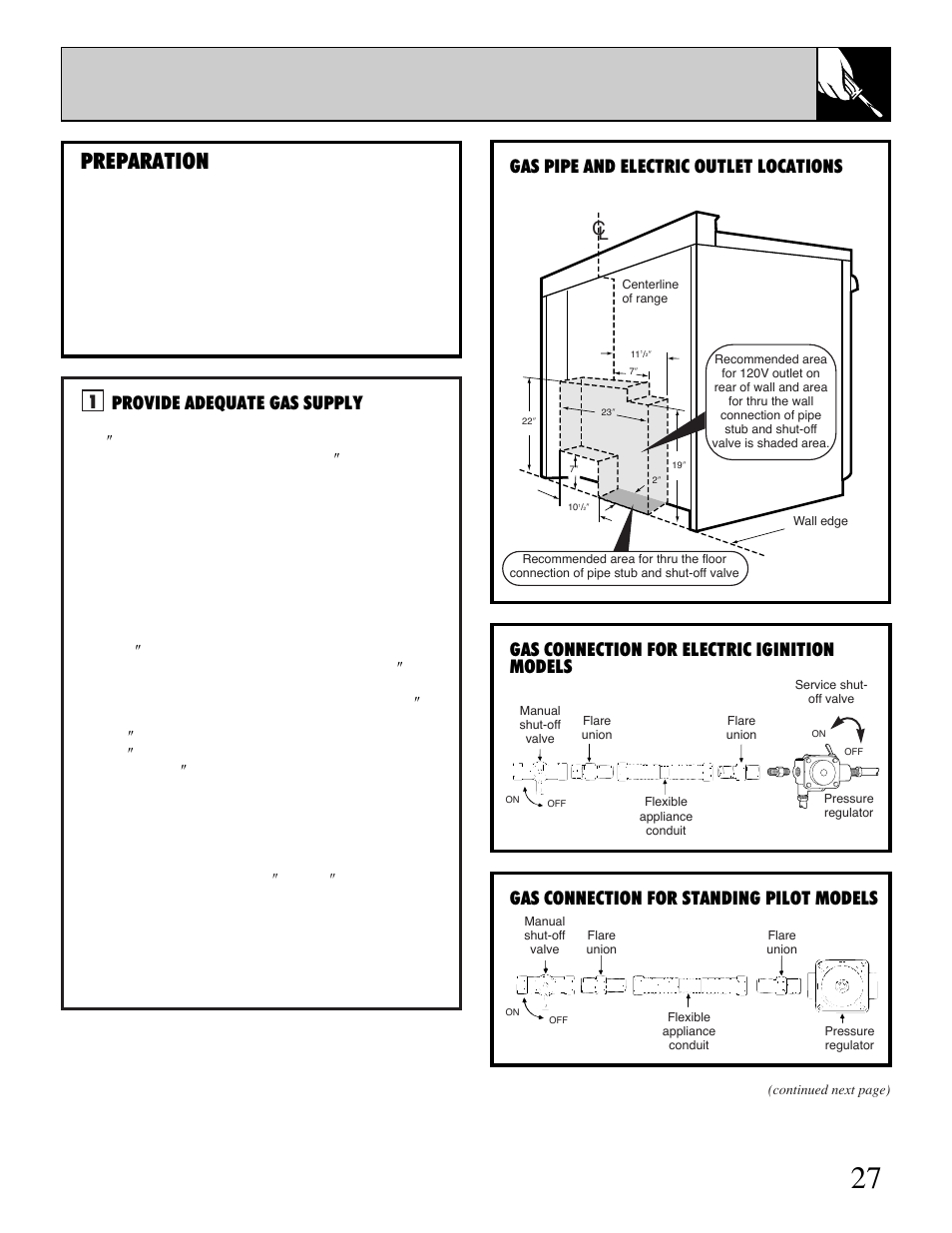 Preparation, Provide adequate gas supply | Hotpoint RGB506 User Manual | Page 27 / 40