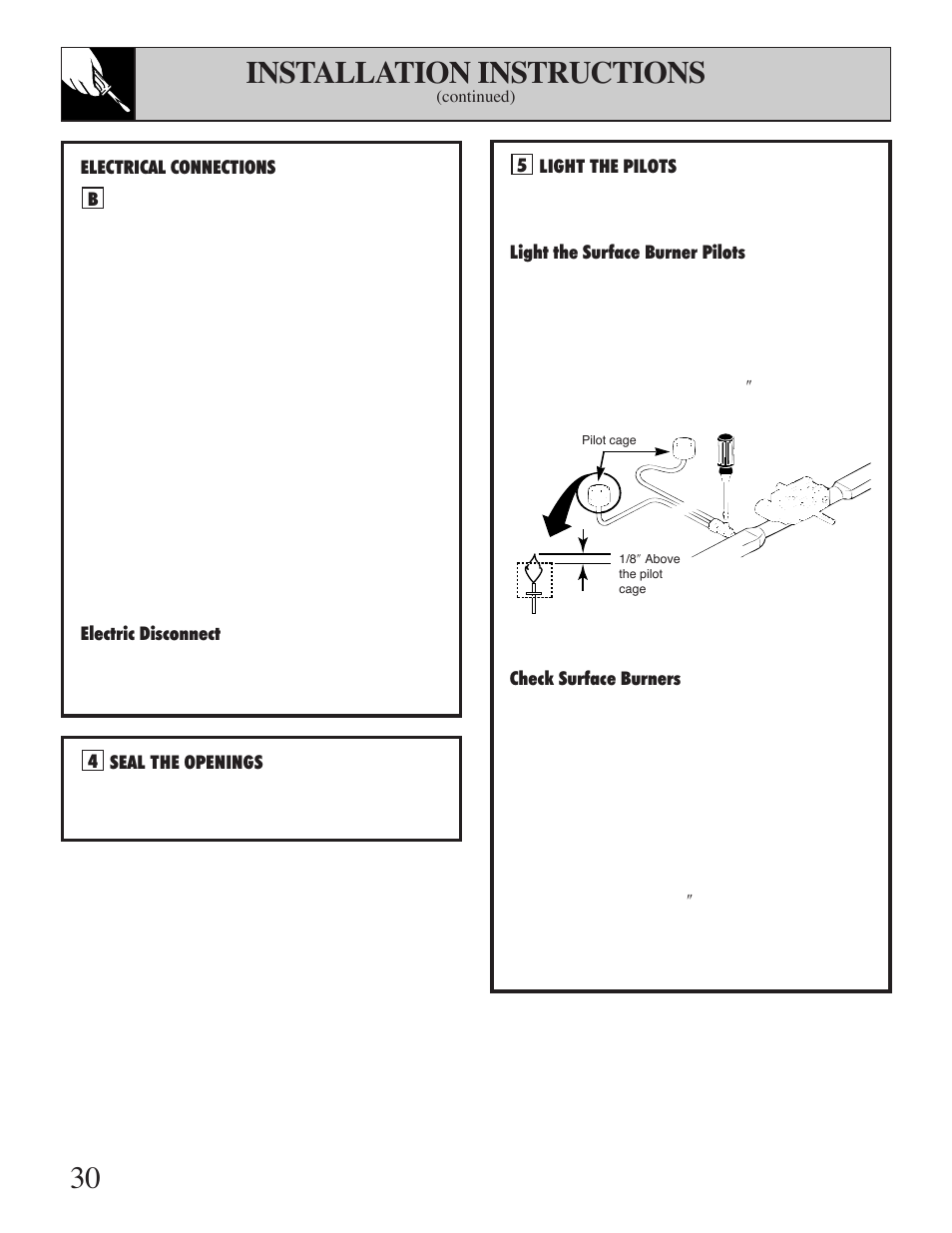 30 installation instructions | Hotpoint RGB506 User Manual | Page 30 / 40