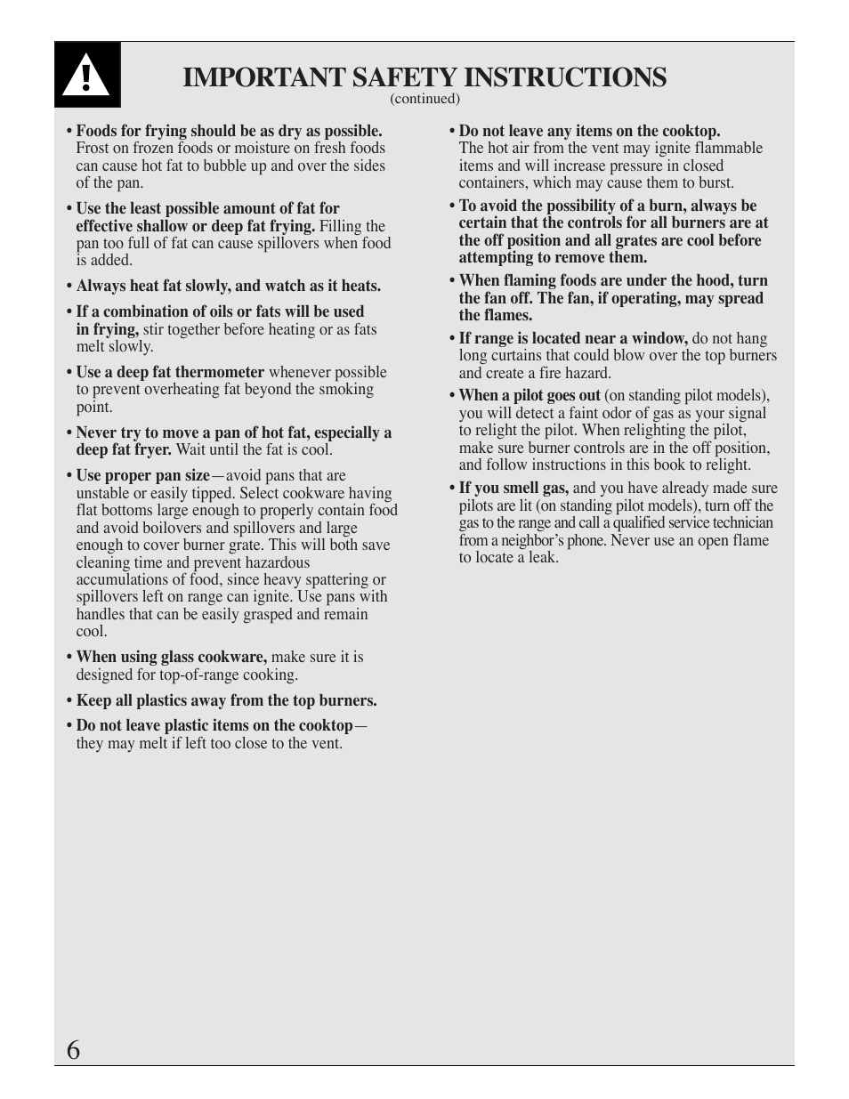 Important safety instructions | Hotpoint RGB506 User Manual | Page 6 / 40