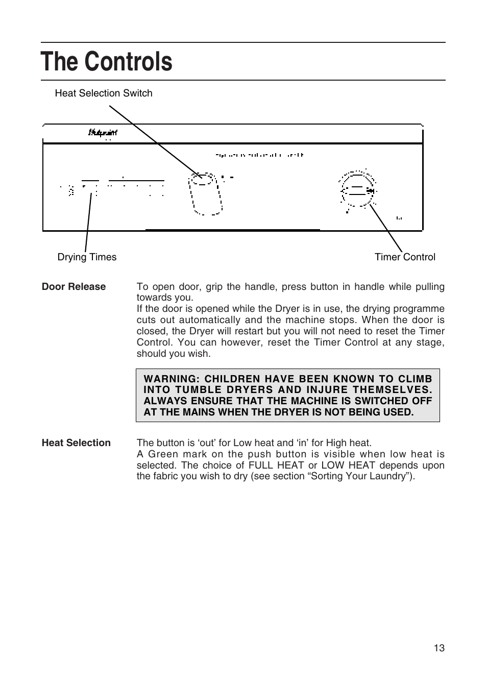 The controls | Hotpoint TL64 User Manual | Page 14 / 114