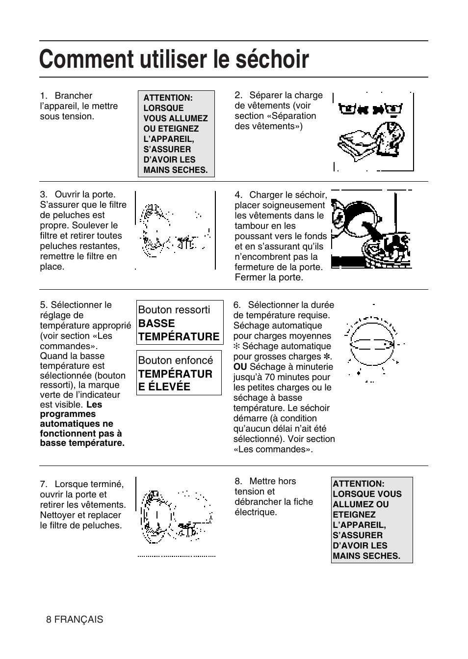 Comment utiliser le séchoir | Hotpoint TL64 User Manual | Page 27 / 114