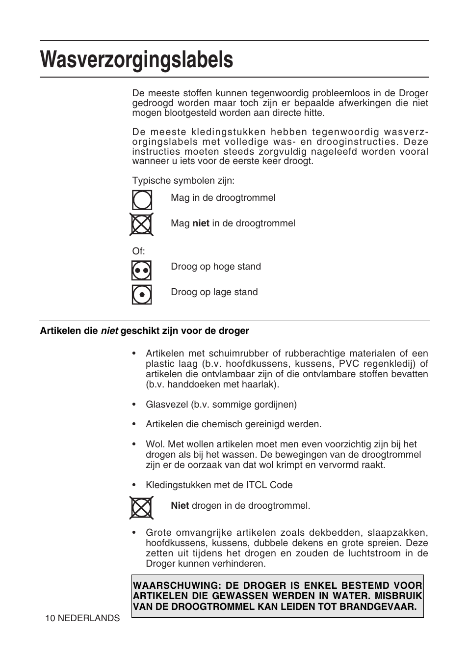 Wasverzorgingslabels | Hotpoint TL64 User Manual | Page 47 / 114