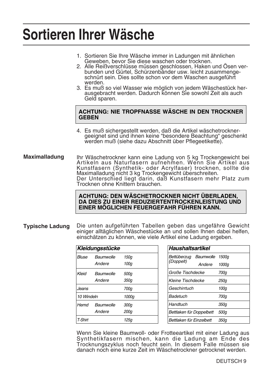 Sortieren ihrer wäsche | Hotpoint TL64 User Manual | Page 64 / 114