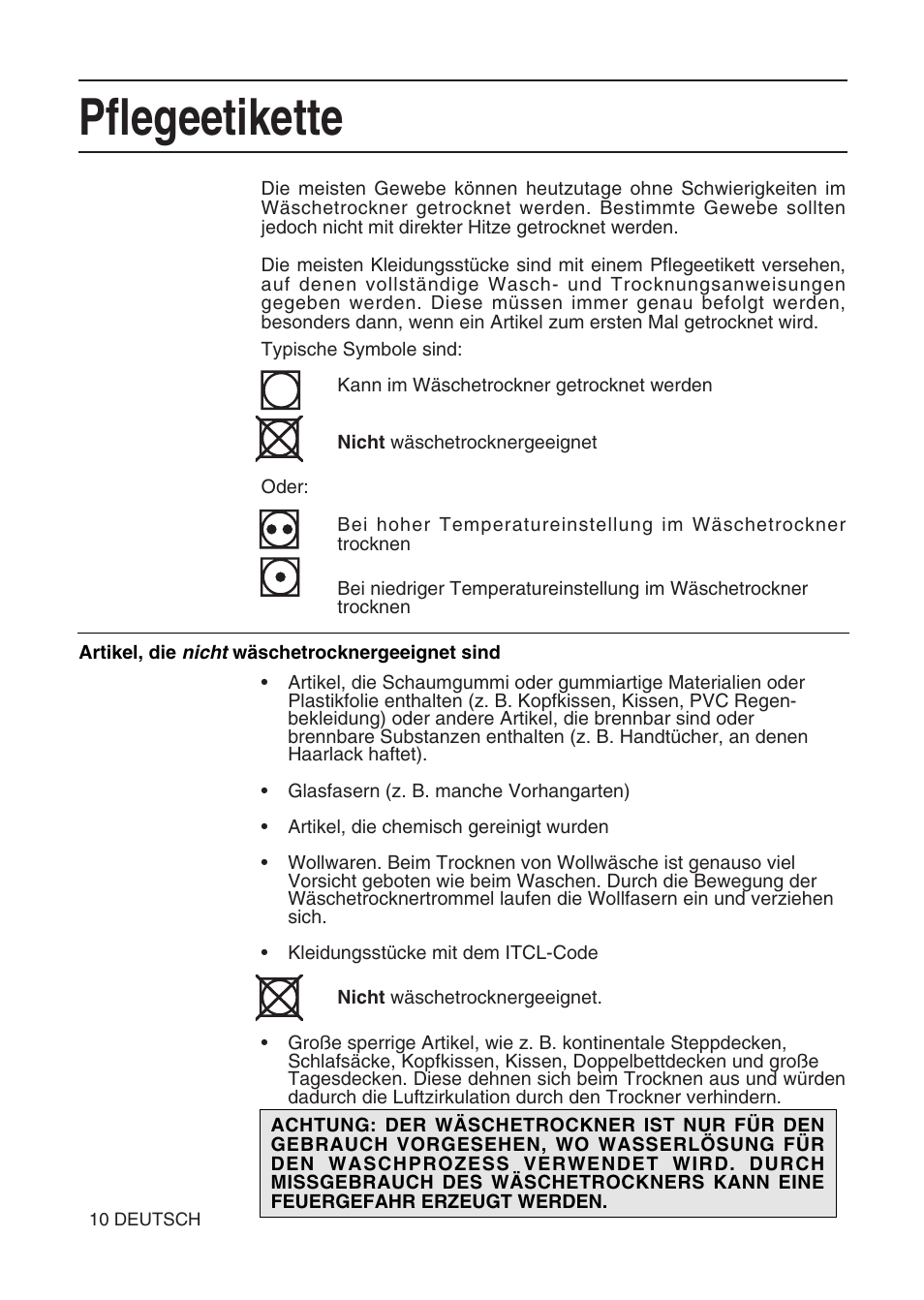 Pflegeetikette | Hotpoint TL64 User Manual | Page 65 / 114