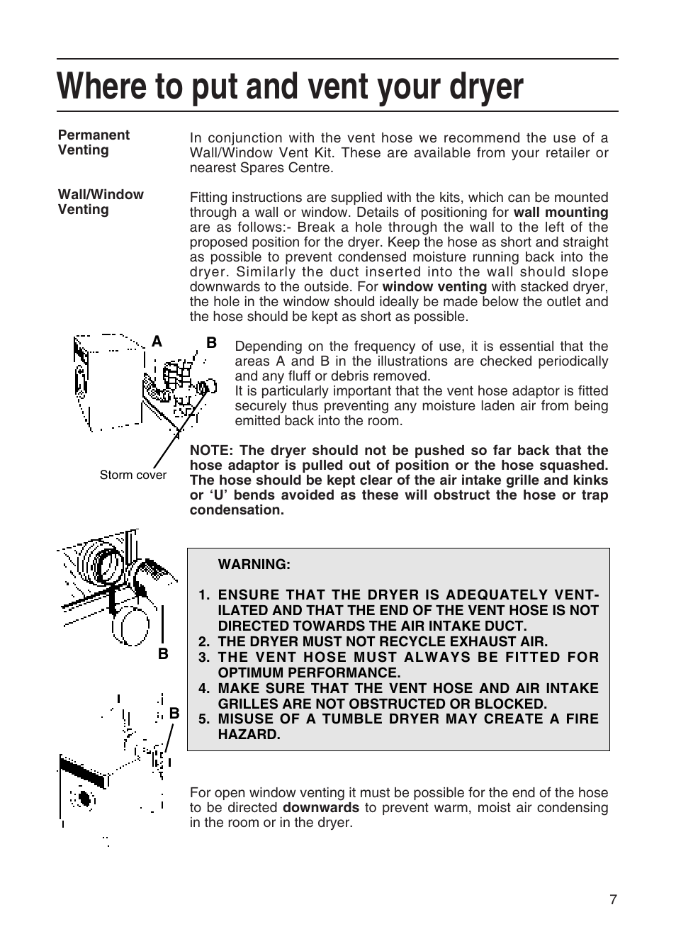 Where to put and vent your dryer | Hotpoint TL64 User Manual | Page 8 / 114