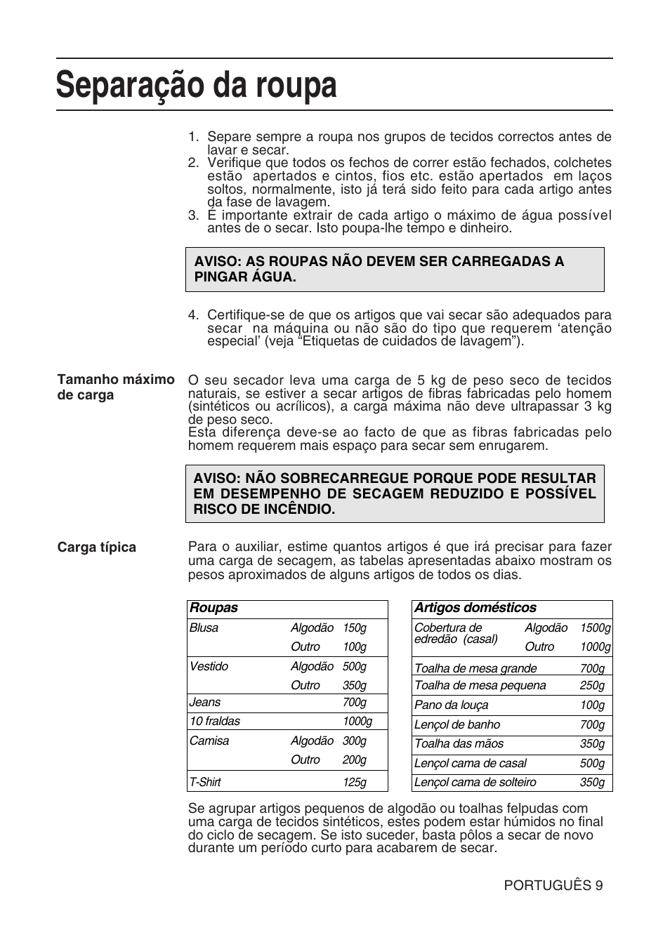 Separação da roupa | Hotpoint TL64 User Manual | Page 82 / 114