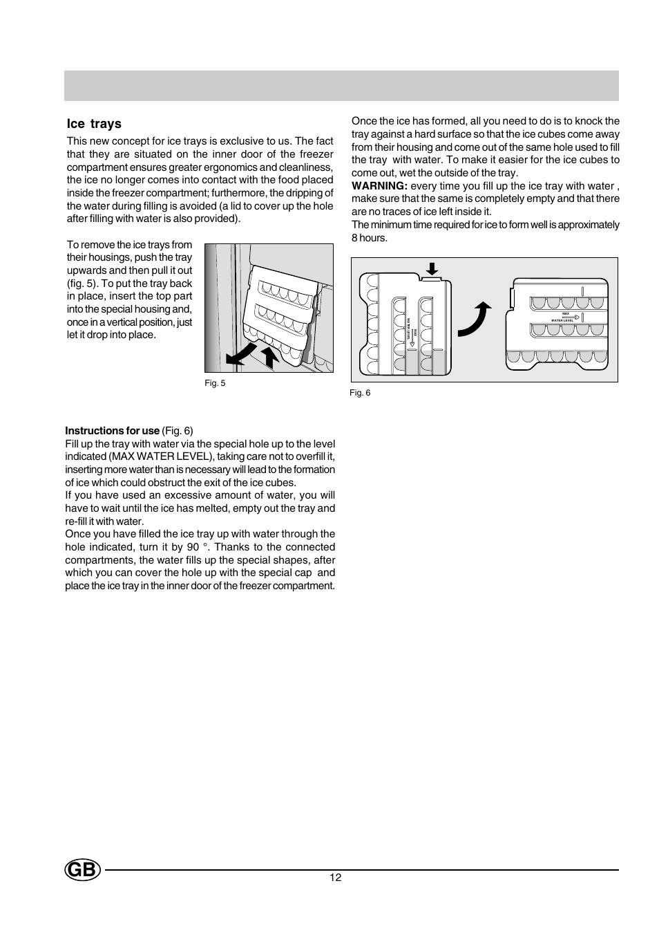 Ice trays | Hotpoint HMT40 User Manual | Page 12 / 20