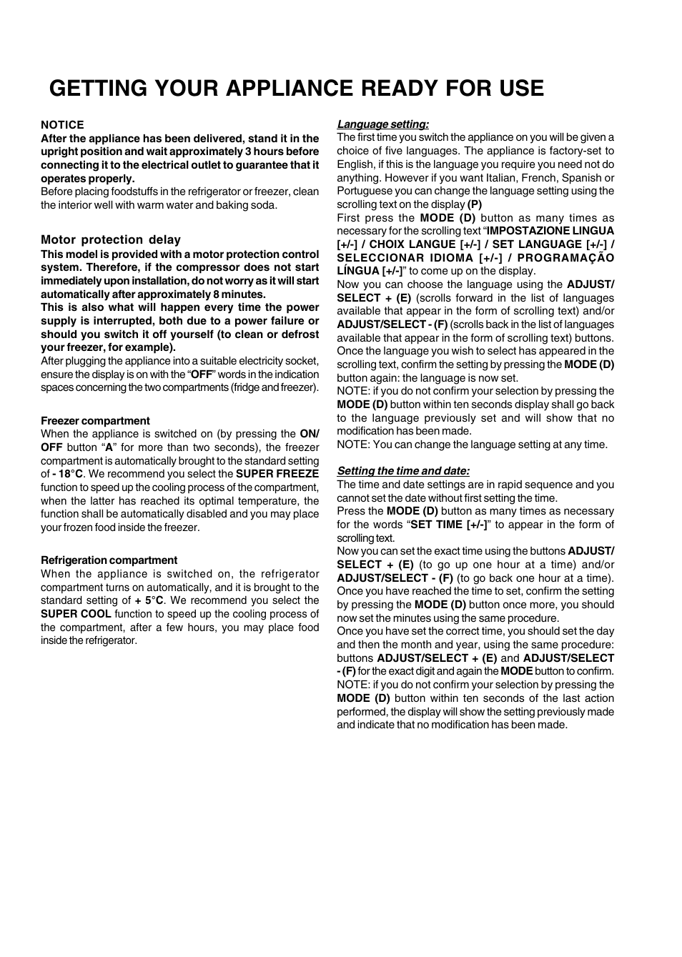 Getting your appliance ready for use | Hotpoint HMT40 User Manual | Page 7 / 20