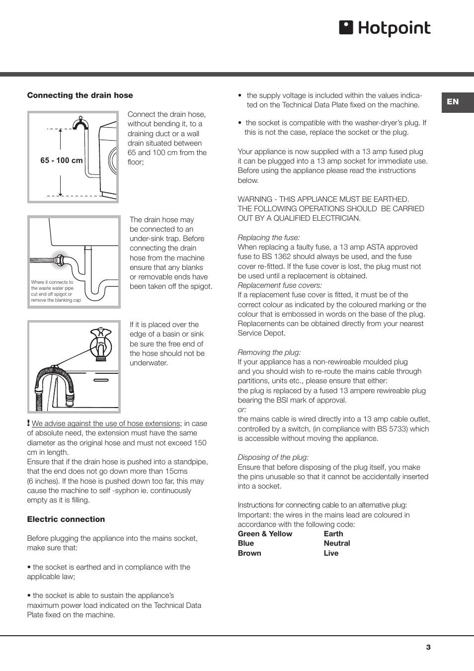 Hotpoint WASHER DRYER AQUALTIS AQD1170F User Manual | Page 3 / 16