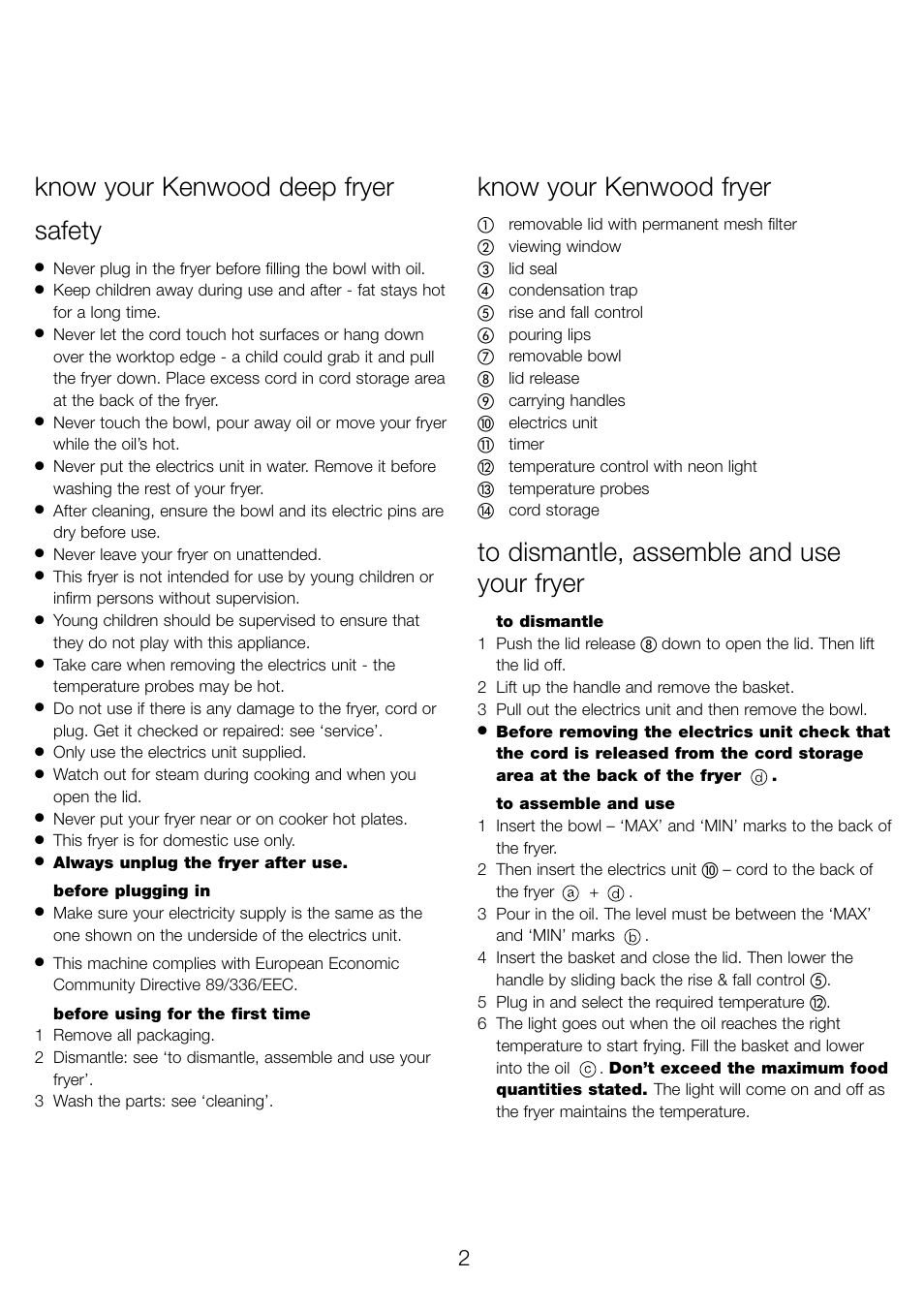 Know your kenwood deep fryer safety, Know your kenwood fryer | Kenwood DF520 User Manual | Page 5 / 52