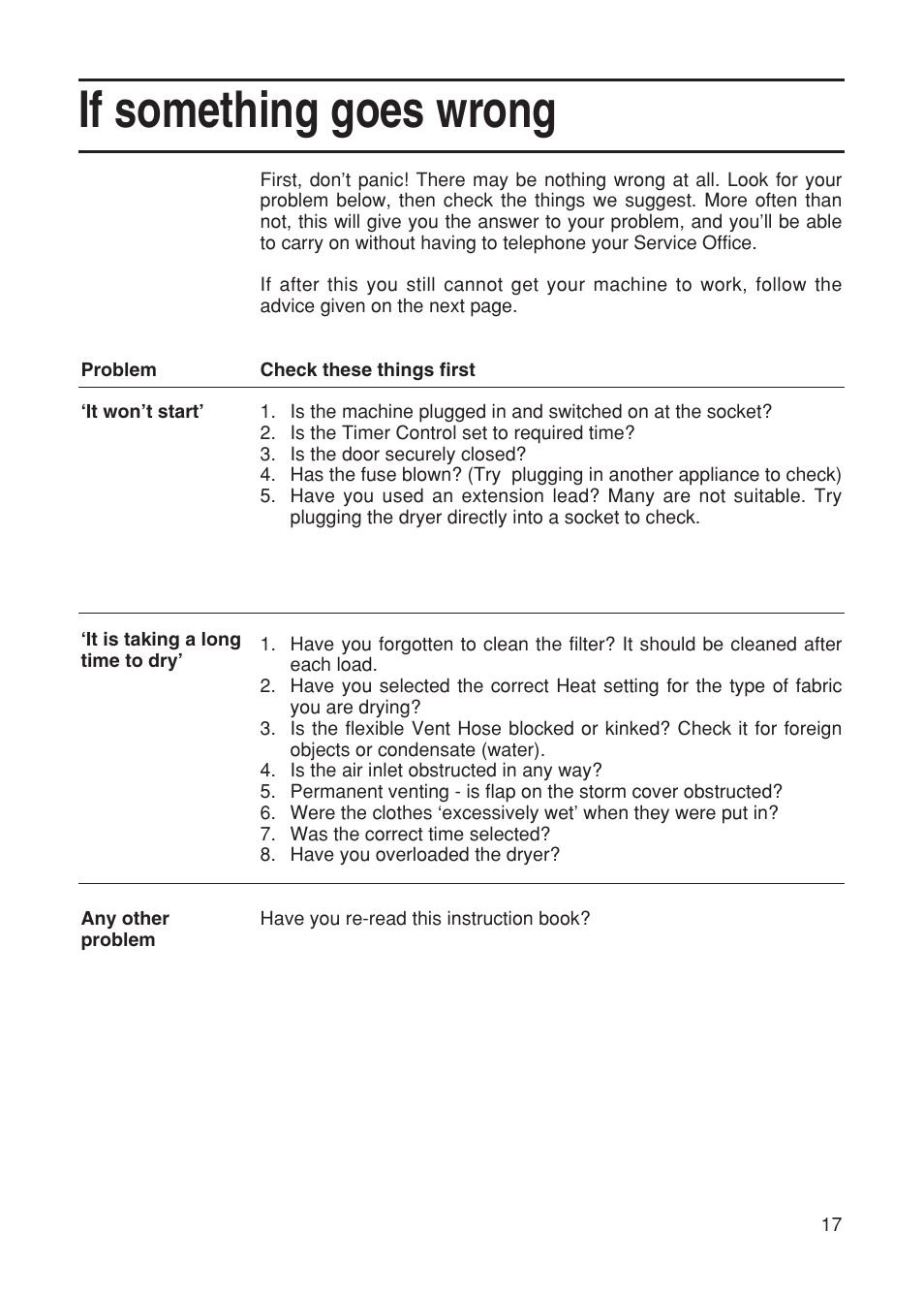 If something goes wrong | Hotpoint TDL15 User Manual | Page 17 / 20