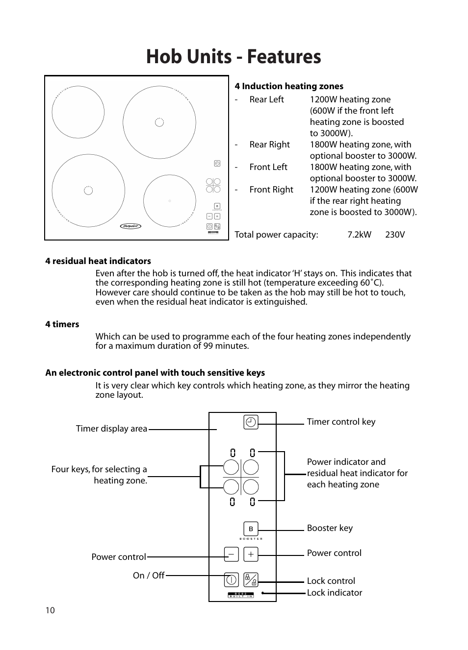 Hob units - features | Hotpoint BE82 User Manual | Page 10 / 24