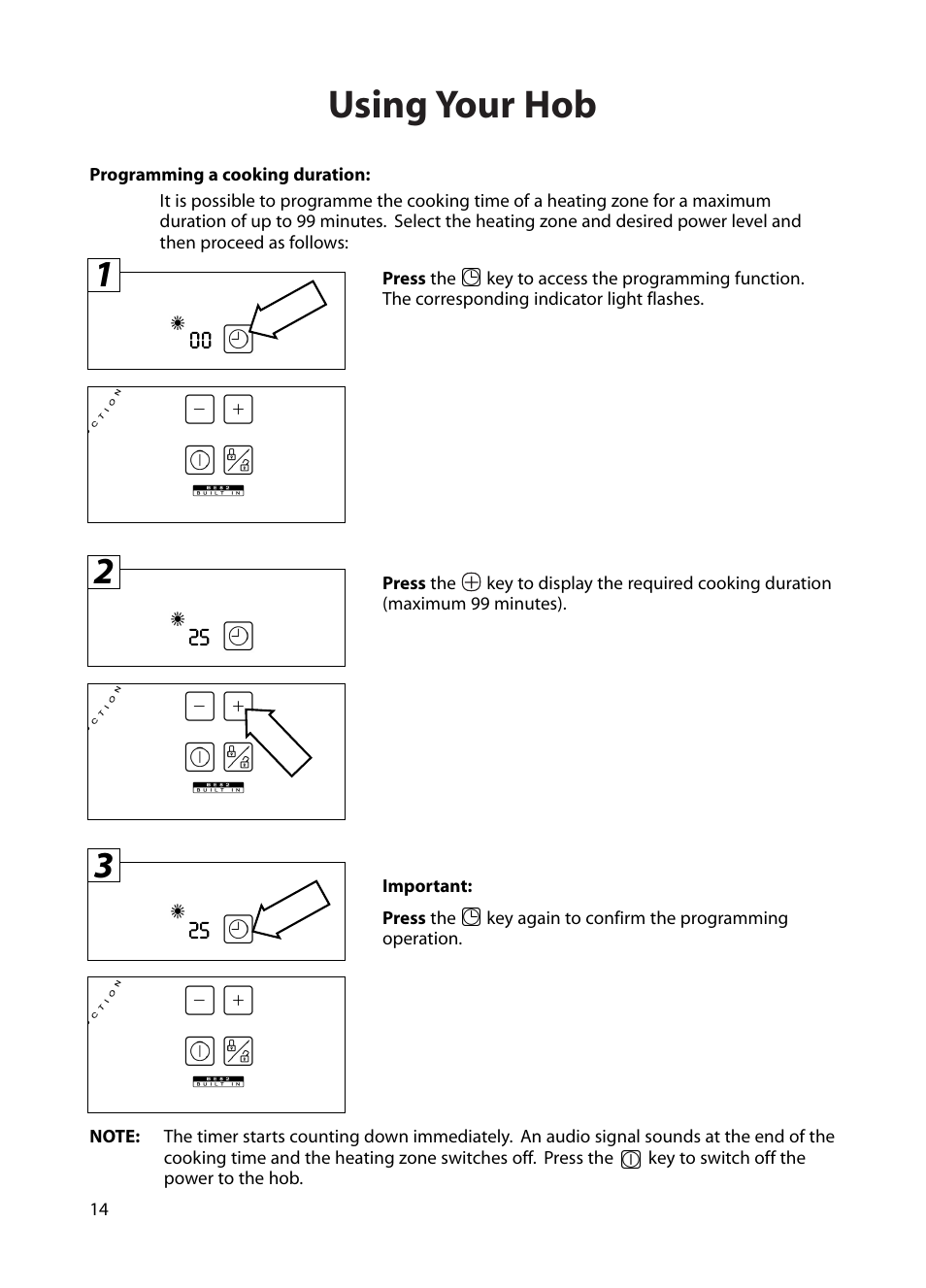 Using your hob | Hotpoint BE82 User Manual | Page 14 / 24