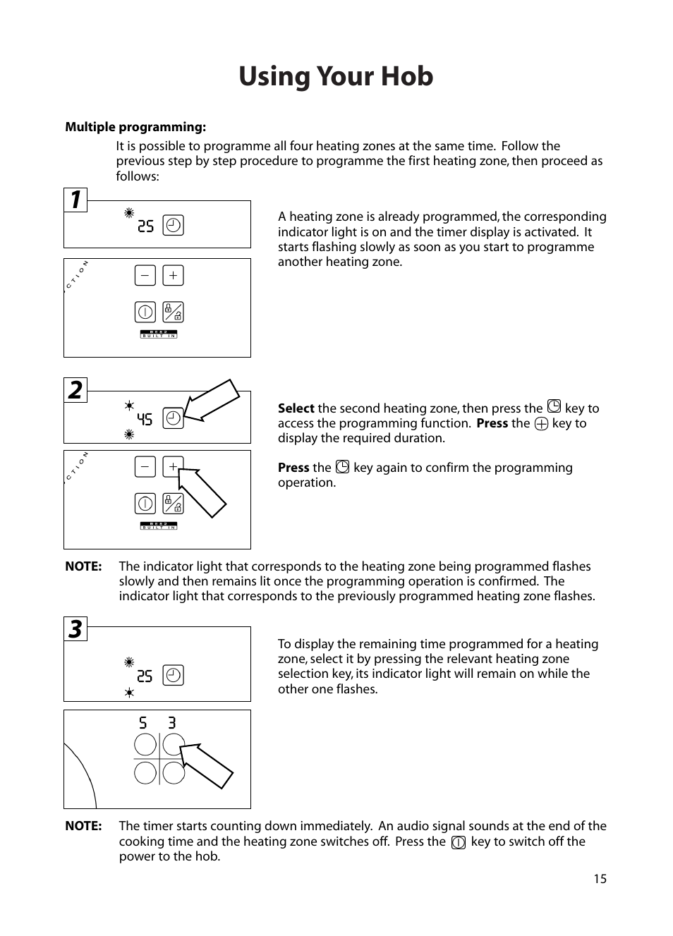 Using your hob | Hotpoint BE82 User Manual | Page 15 / 24