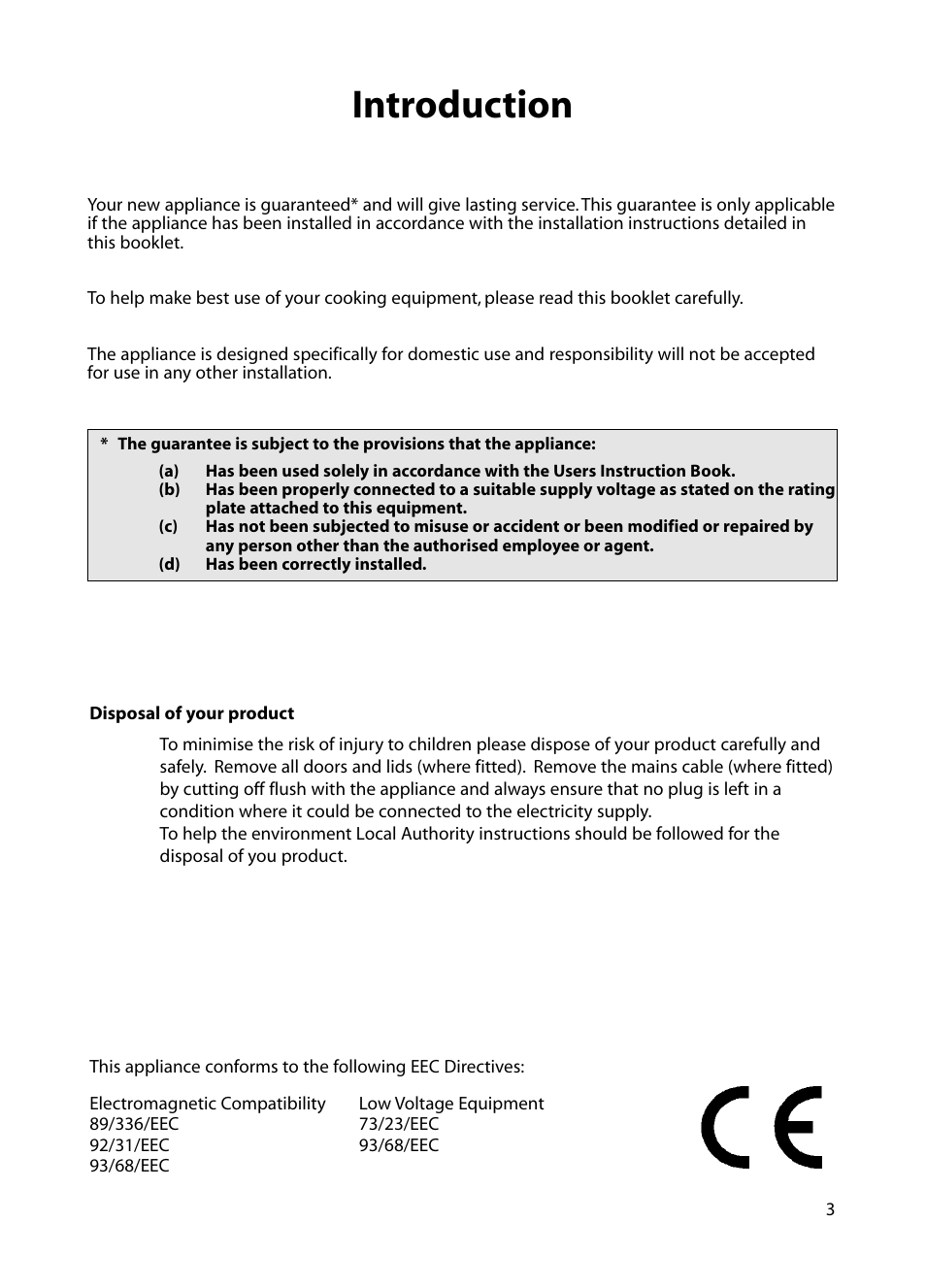 Introduction | Hotpoint BE82 User Manual | Page 3 / 24