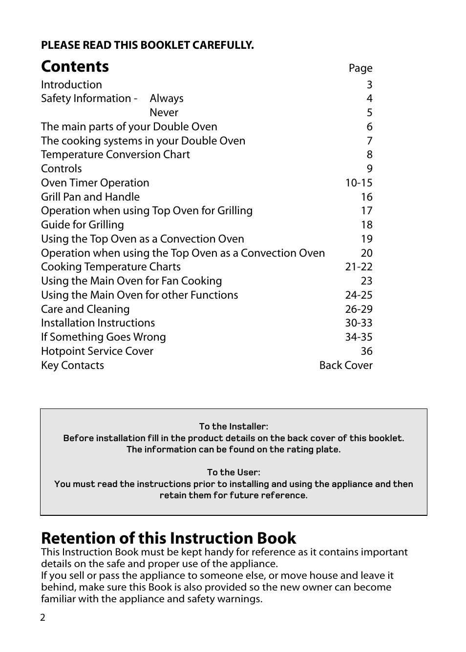 Hotpoint DY46 BD42 BD32 User Manual | Page 2 / 40