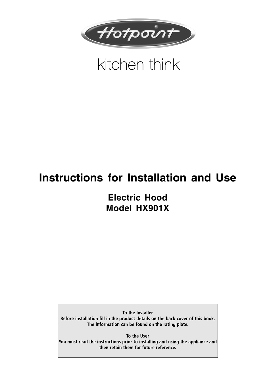 Hotpoint HX901X User Manual | 16 pages