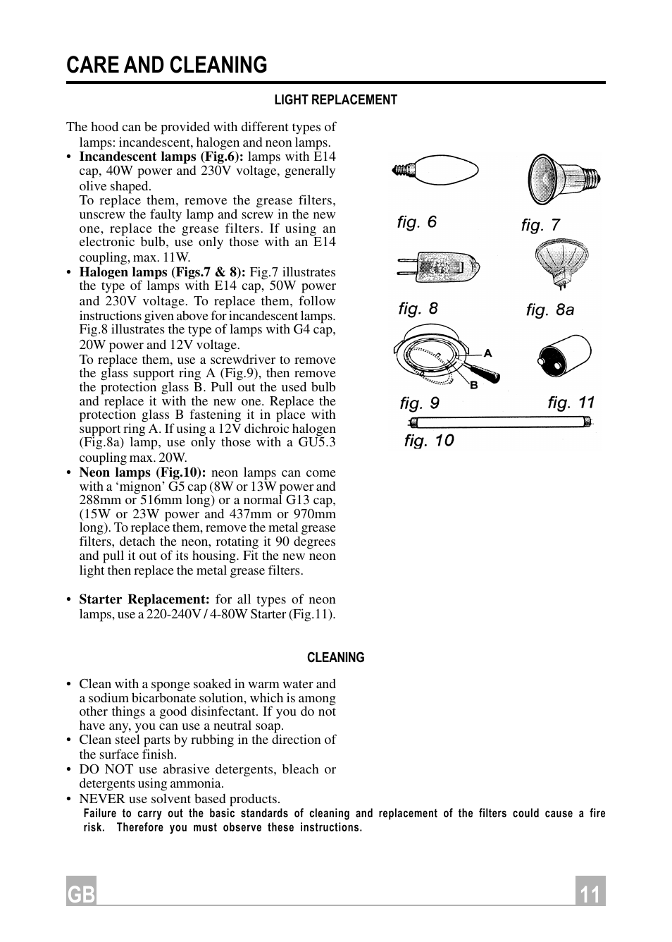 11 gb care and cleaning | Hotpoint HX901X User Manual | Page 11 / 16