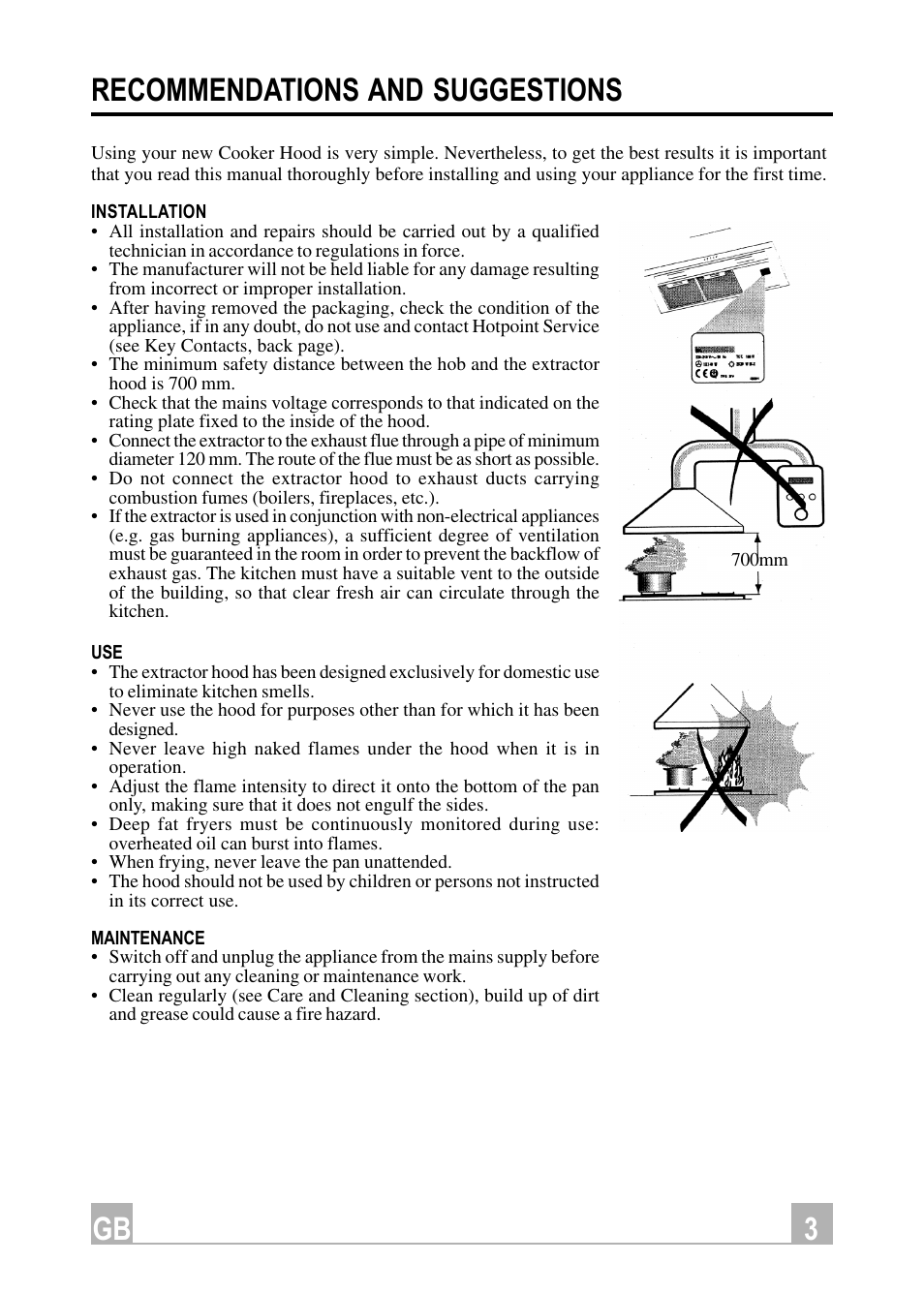 3gb recommendations and suggestions | Hotpoint HX901X User Manual | Page 3 / 16