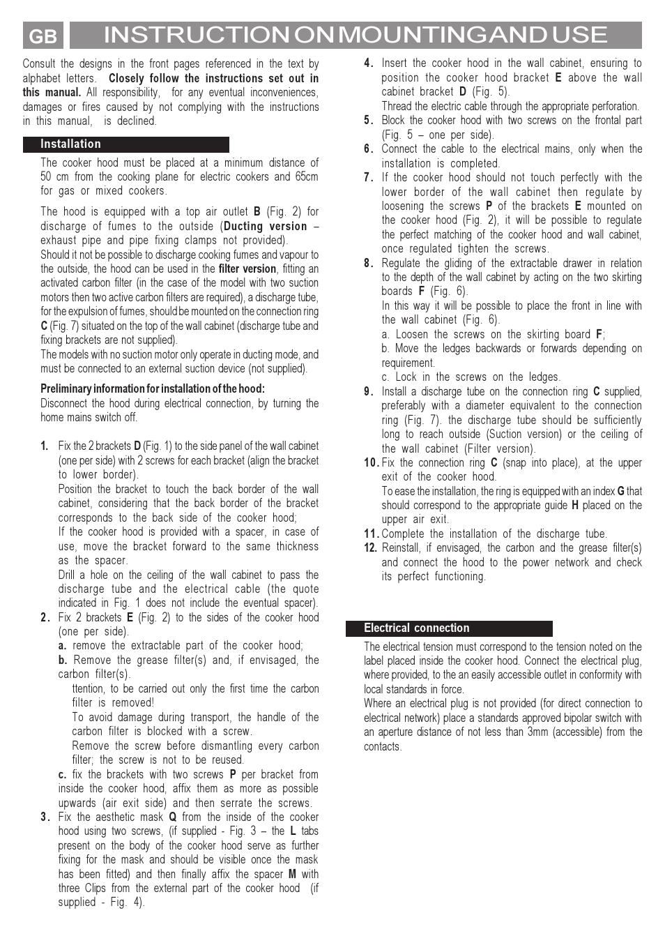 Instruction on mounting and use | Hotpoint LI2JEA User Manual | Page 6 / 12