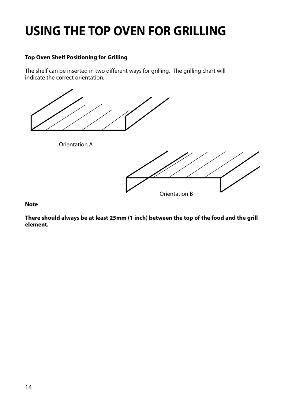 Using the top oven for grilling | Hotpoint BU82 BU72 BU71 User Manual | Page 14 / 40