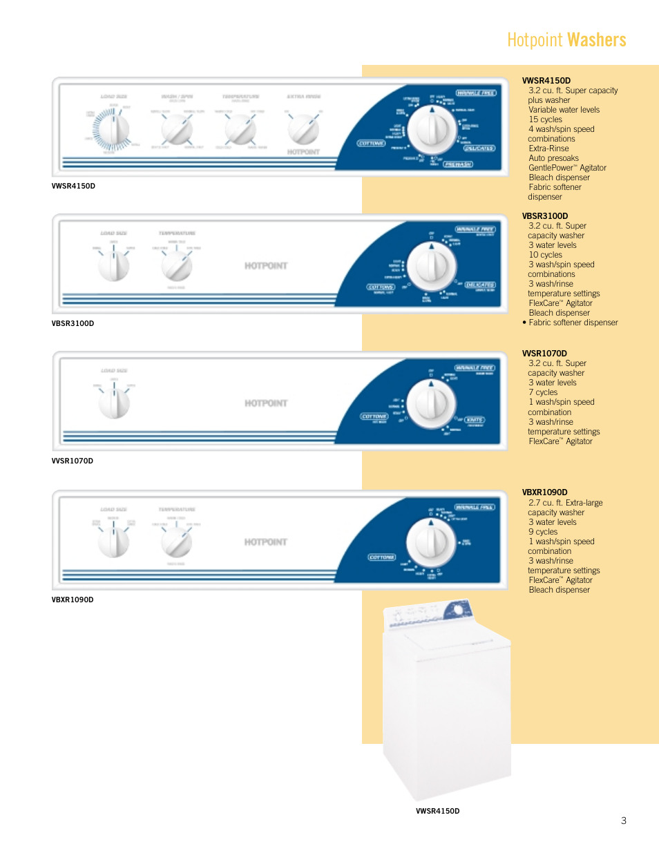 Hotpoint washers | Hotpoint VWSR4150D User Manual | Page 3 / 8