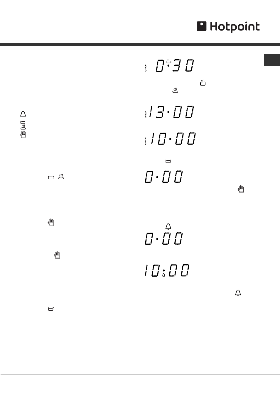 Timer (electric oven) | Hotpoint COOKER AND OVEN User Manual | Page 11 / 16