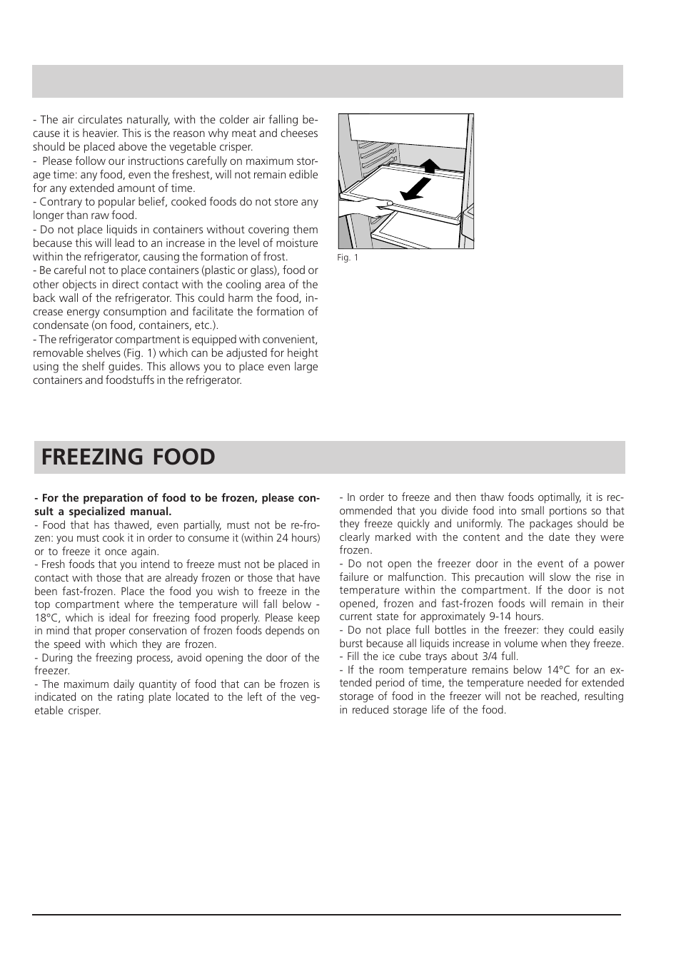 Freezing food | Hotpoint RSA 21 User Manual | Page 7 / 16
