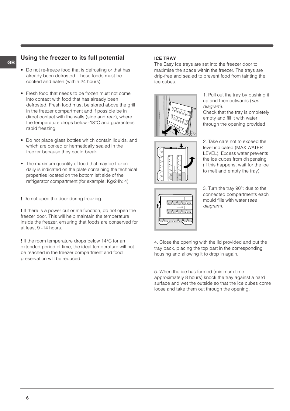 Using the freezer to its full potential | Hotpoint RTM 70 S User Manual | Page 6 / 12