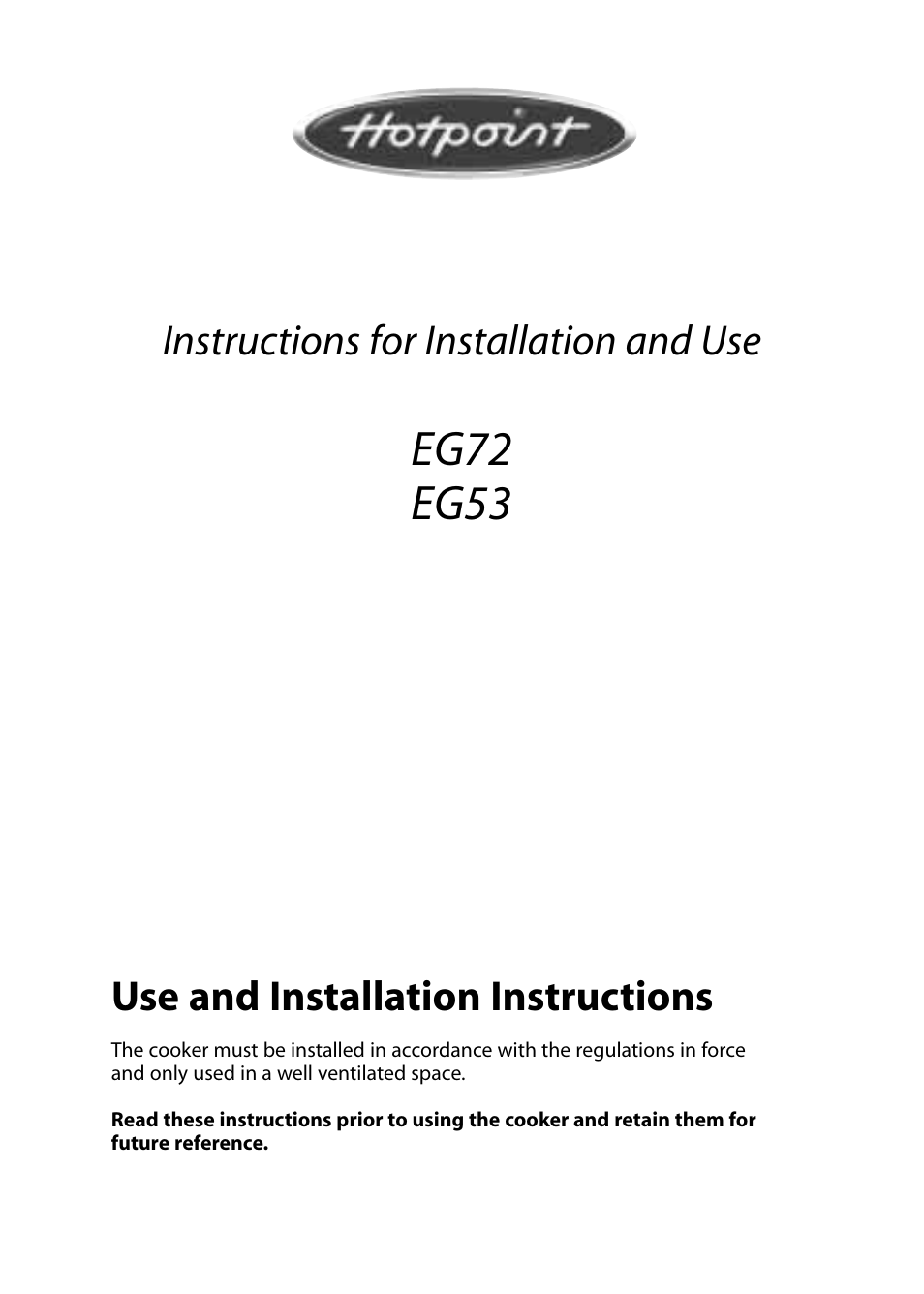 Hotpoint EG53 User Manual | 32 pages