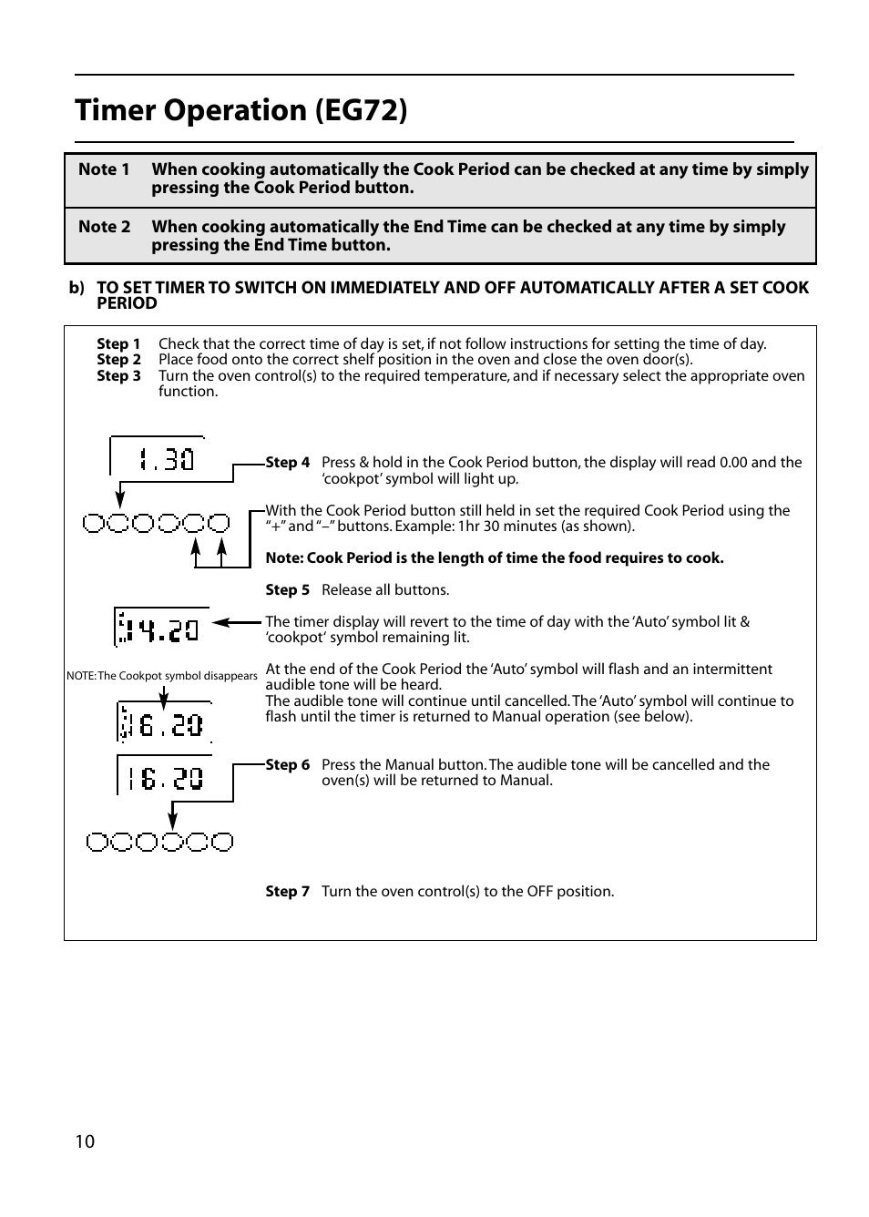 Timer operation (eg72) | Hotpoint EG53 User Manual | Page 10 / 32