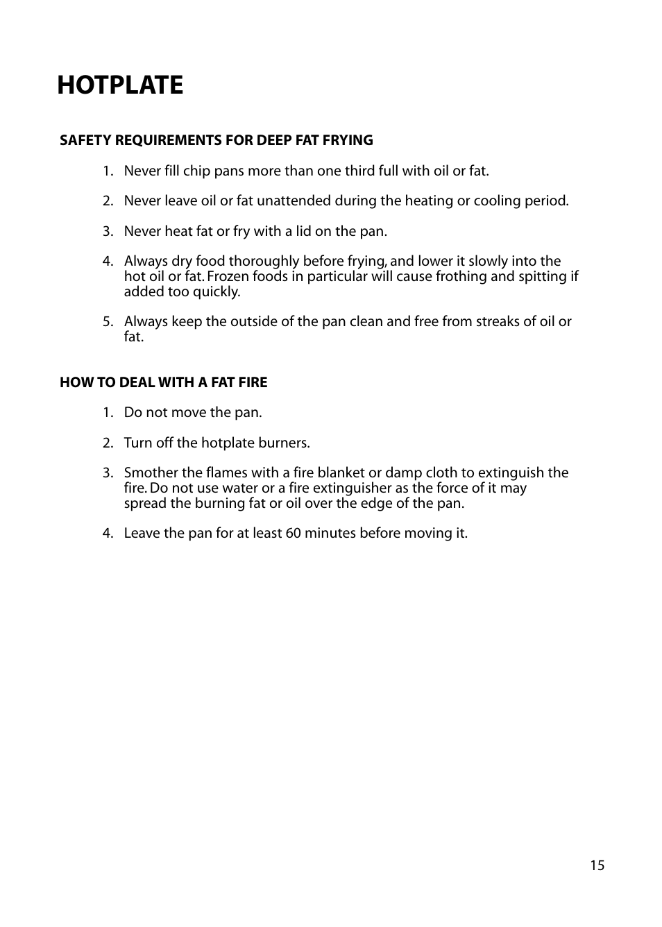 Hotplate | Hotpoint EG53 User Manual | Page 15 / 32