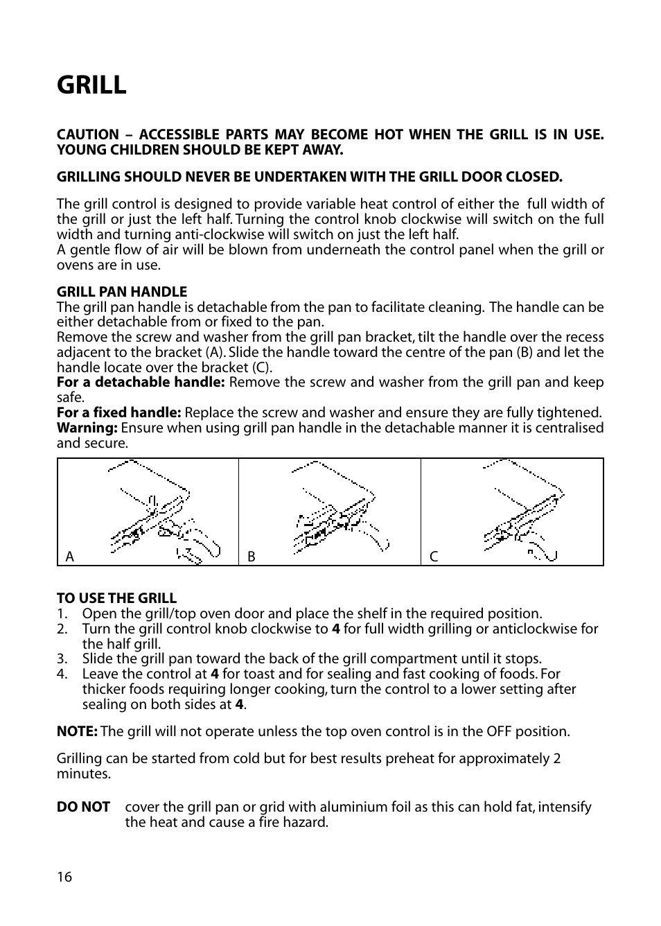 Grill | Hotpoint EG53 User Manual | Page 16 / 32