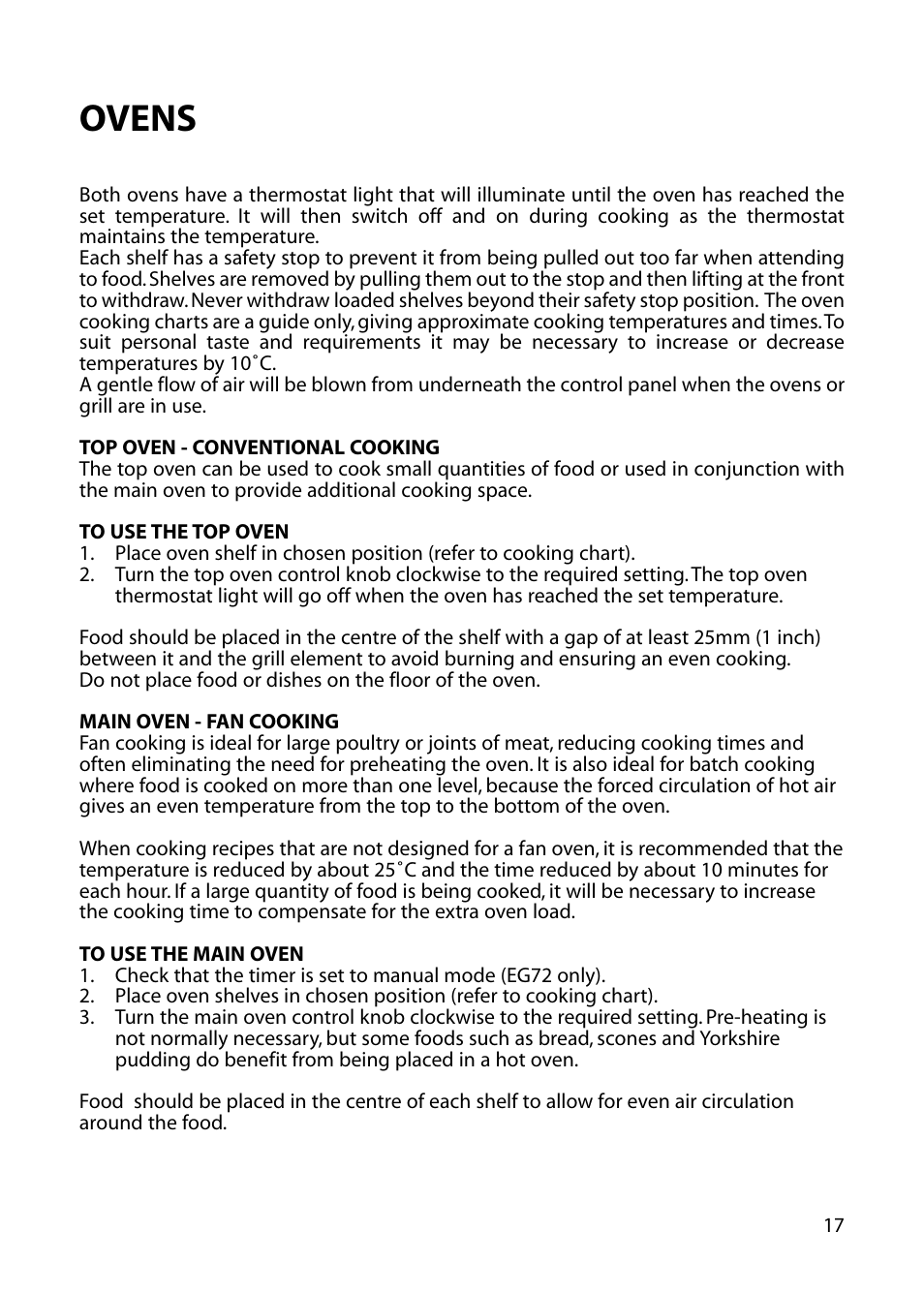 Ovens | Hotpoint EG53 User Manual | Page 17 / 32
