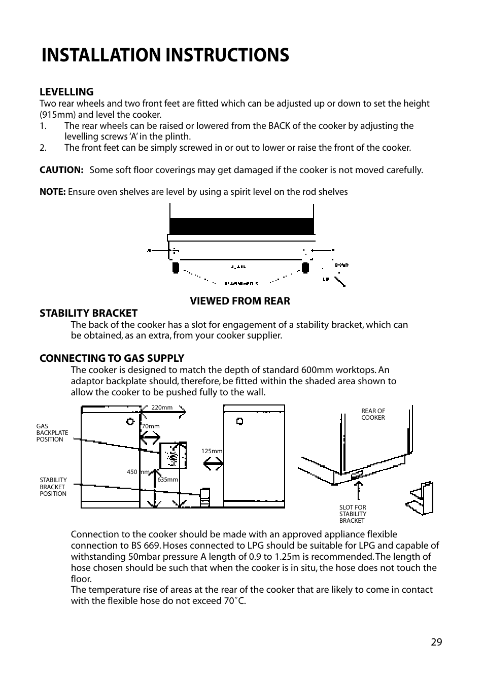 Installation instructions | Hotpoint EG53 User Manual | Page 29 / 32