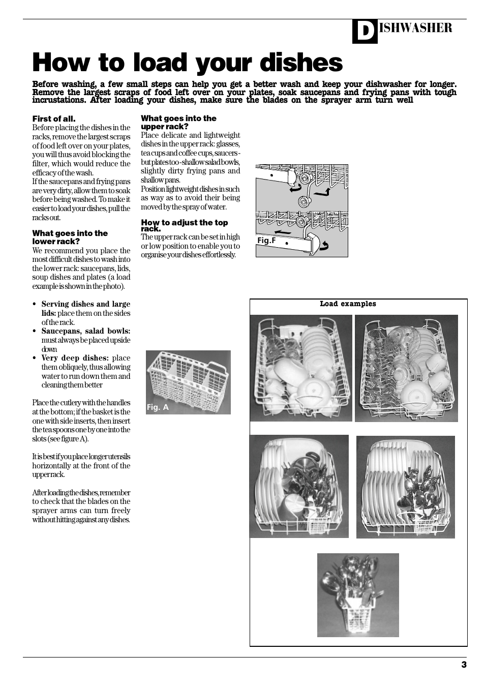 How to load your dishes, Ishwasher | Hotpoint D C 27 User Manual | Page 4 / 16