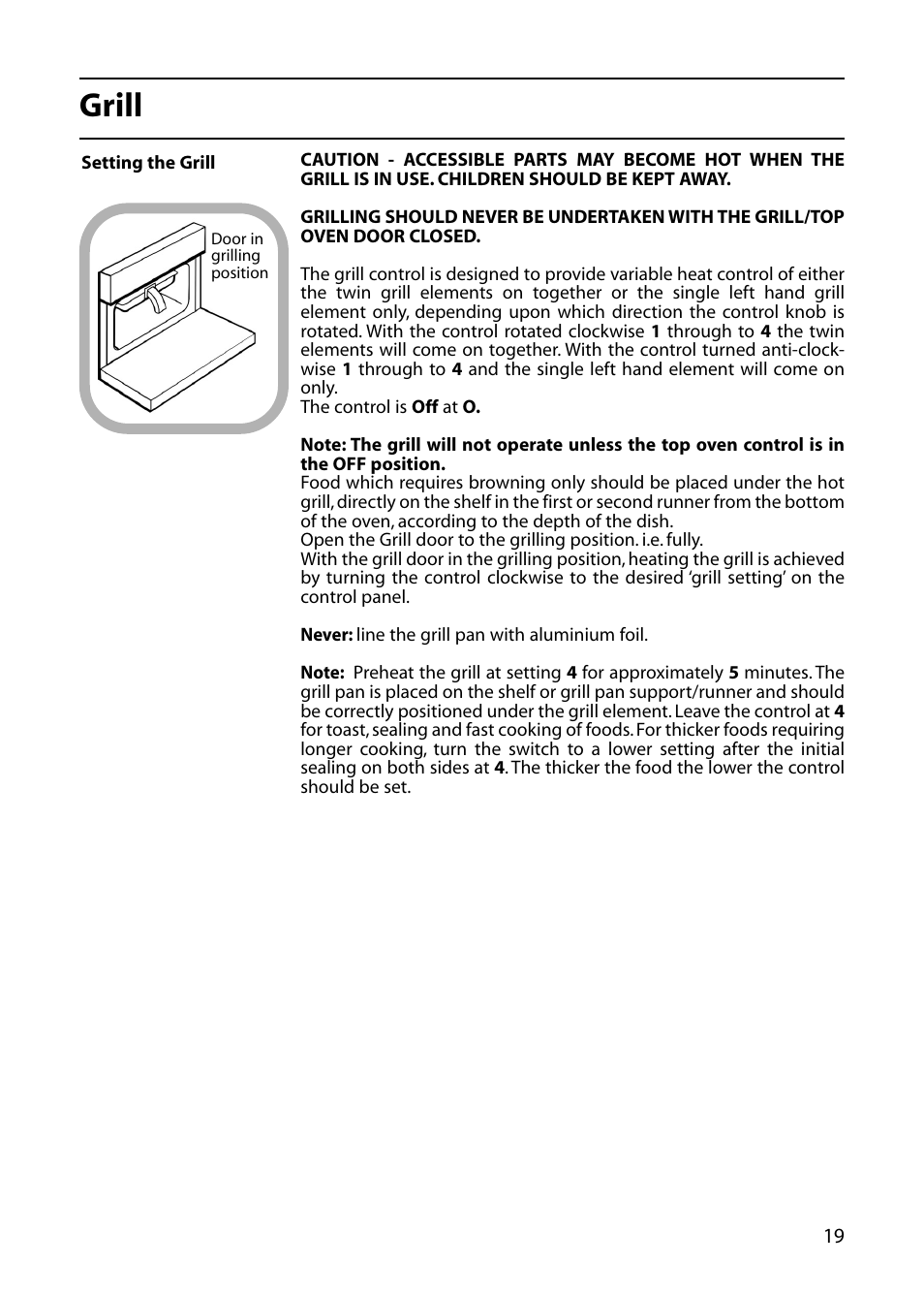 Grill | Hotpoint DOUBLE OVEN User Manual | Page 19 / 36