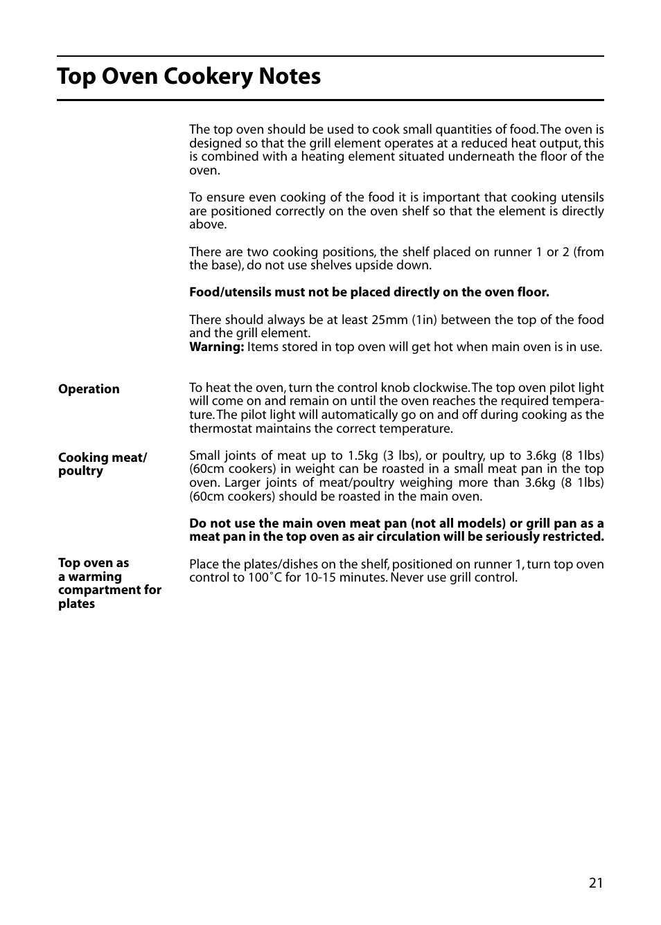 Hotpoint DOUBLE OVEN User Manual | Page 21 / 36