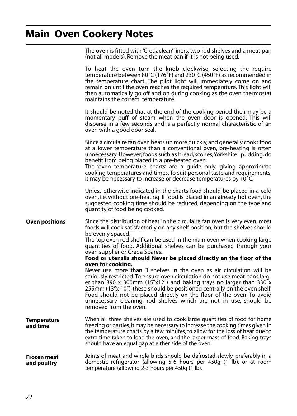 Hotpoint DOUBLE OVEN User Manual | Page 22 / 36