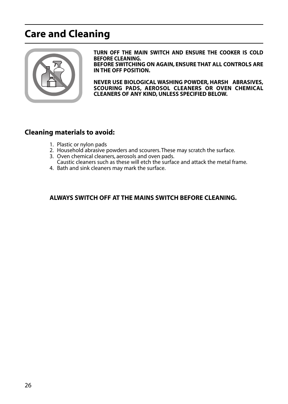 Care and cleaning | Hotpoint DOUBLE OVEN User Manual | Page 26 / 36