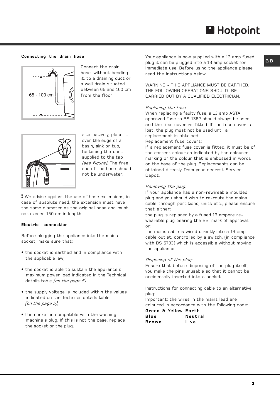 Hotpoint WF 566 P User Manual | Page 3 / 16