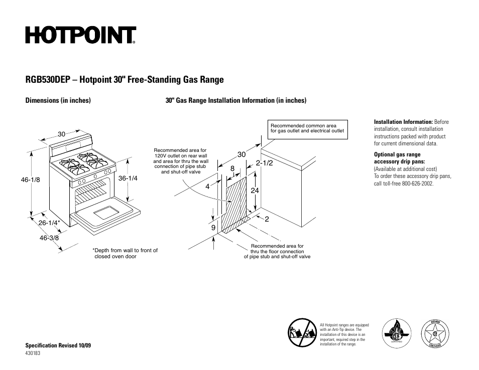 Hotpoint RGB530DEPBB User Manual | 2 pages