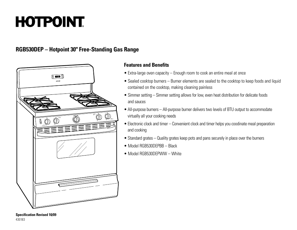 Hotpoint RGB530DEPBB User Manual | Page 2 / 2