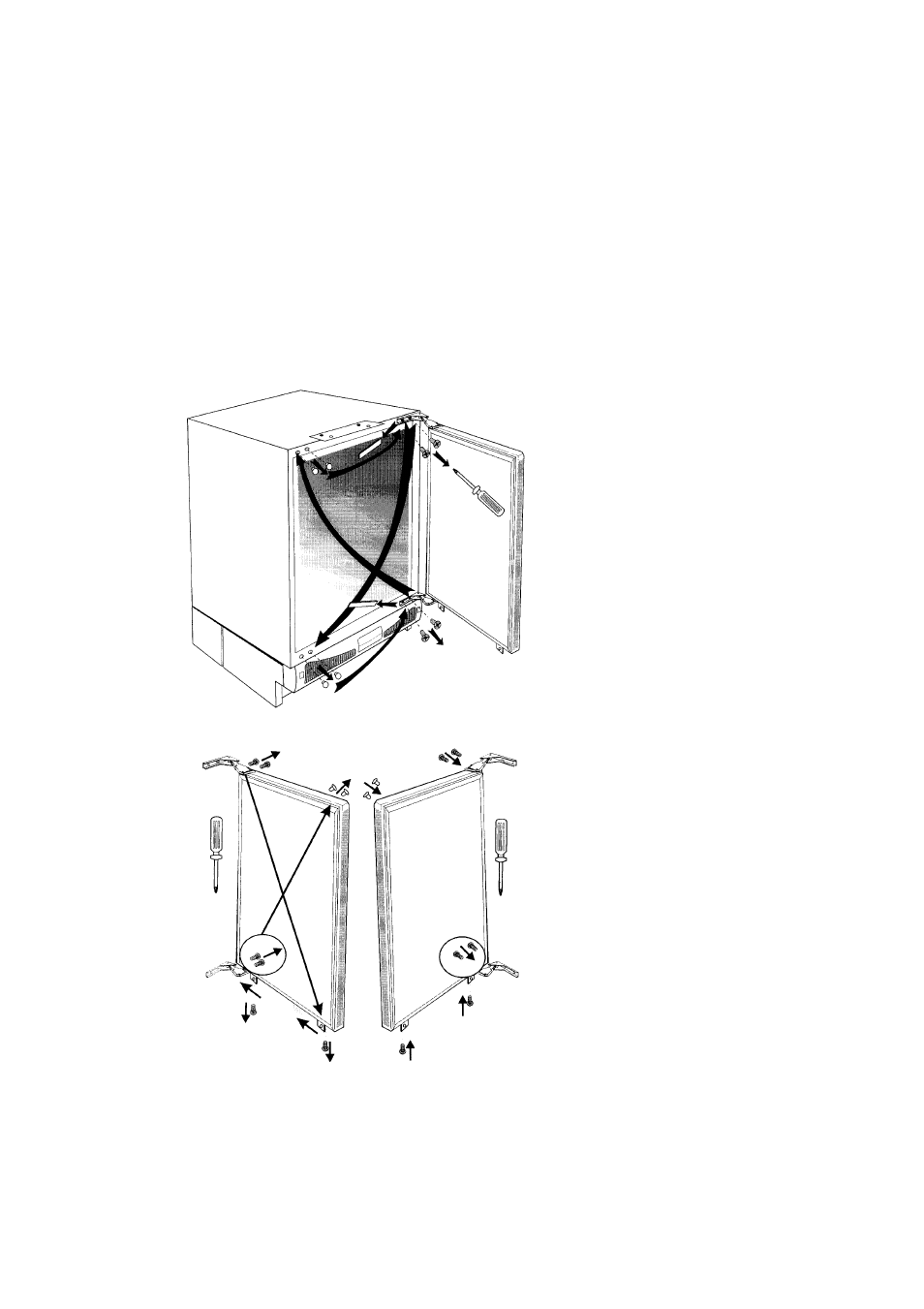 Changing over the door hinges | Hotpoint BL31 User Manual | Page 6 / 20