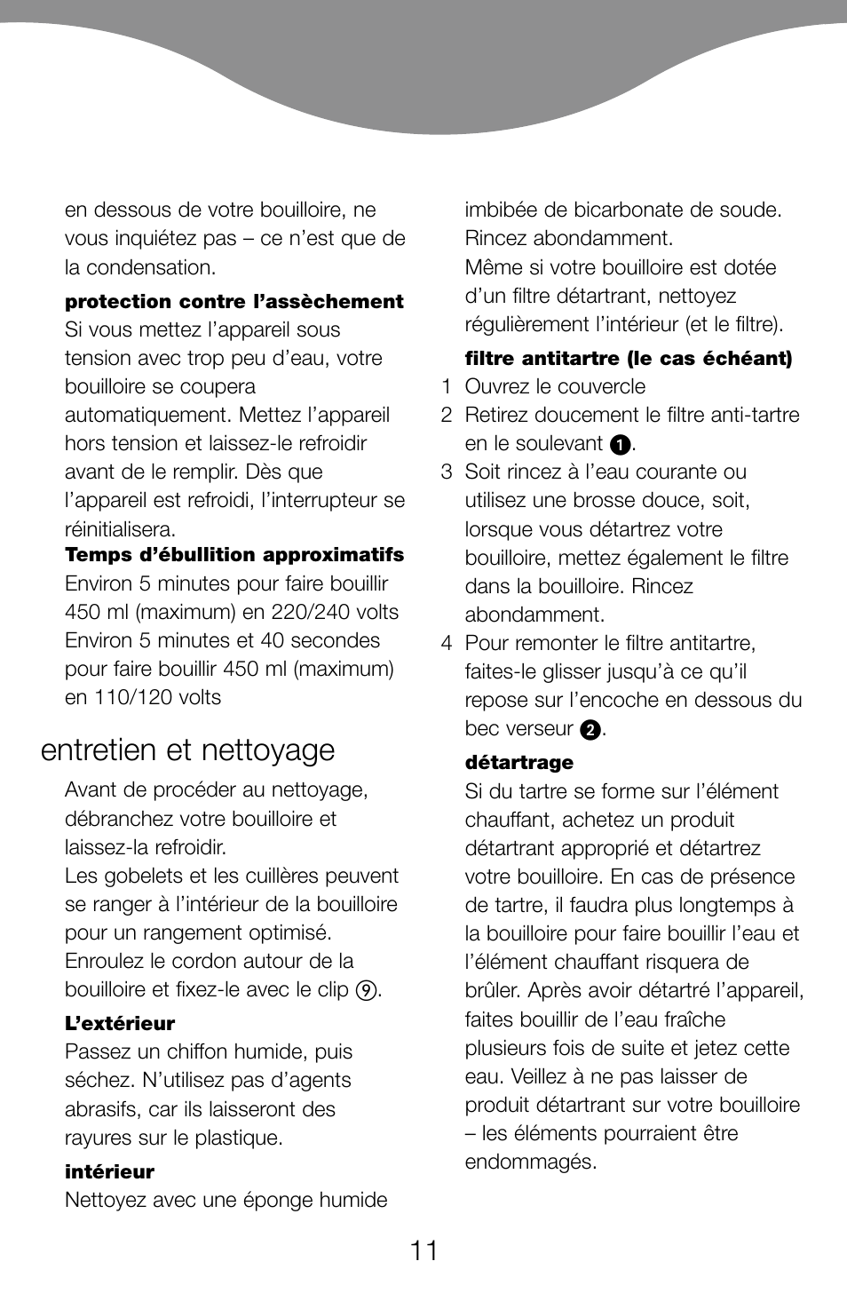 Entretien et nettoyage | Kenwood JK60 User Manual | Page 14 / 72