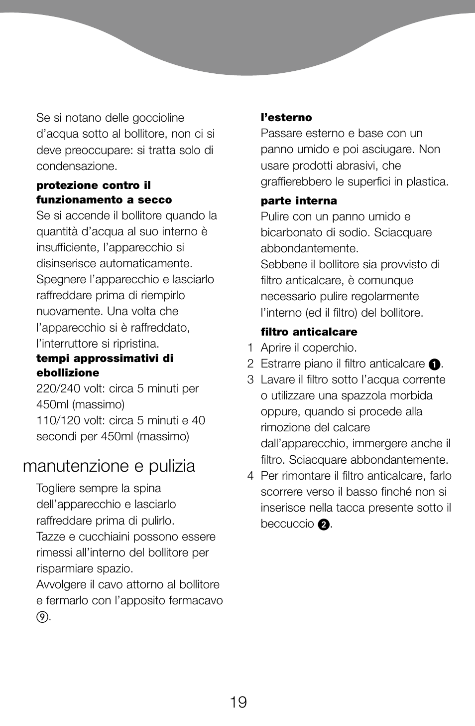 Manutenzione e pulizia | Kenwood JK60 User Manual | Page 22 / 72