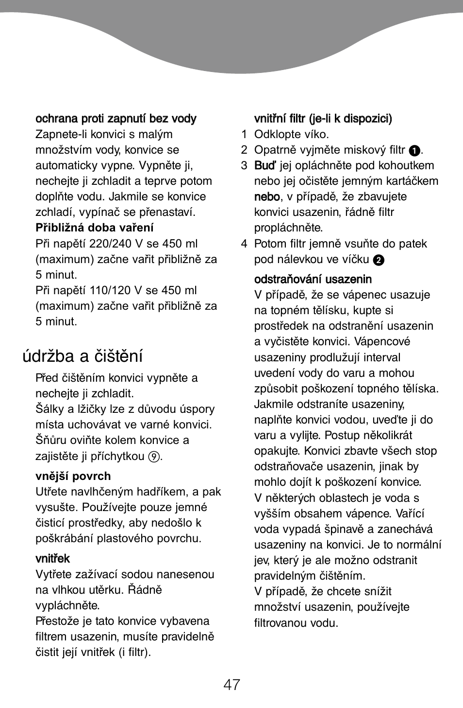 Údržba a čištění | Kenwood JK60 User Manual | Page 50 / 72