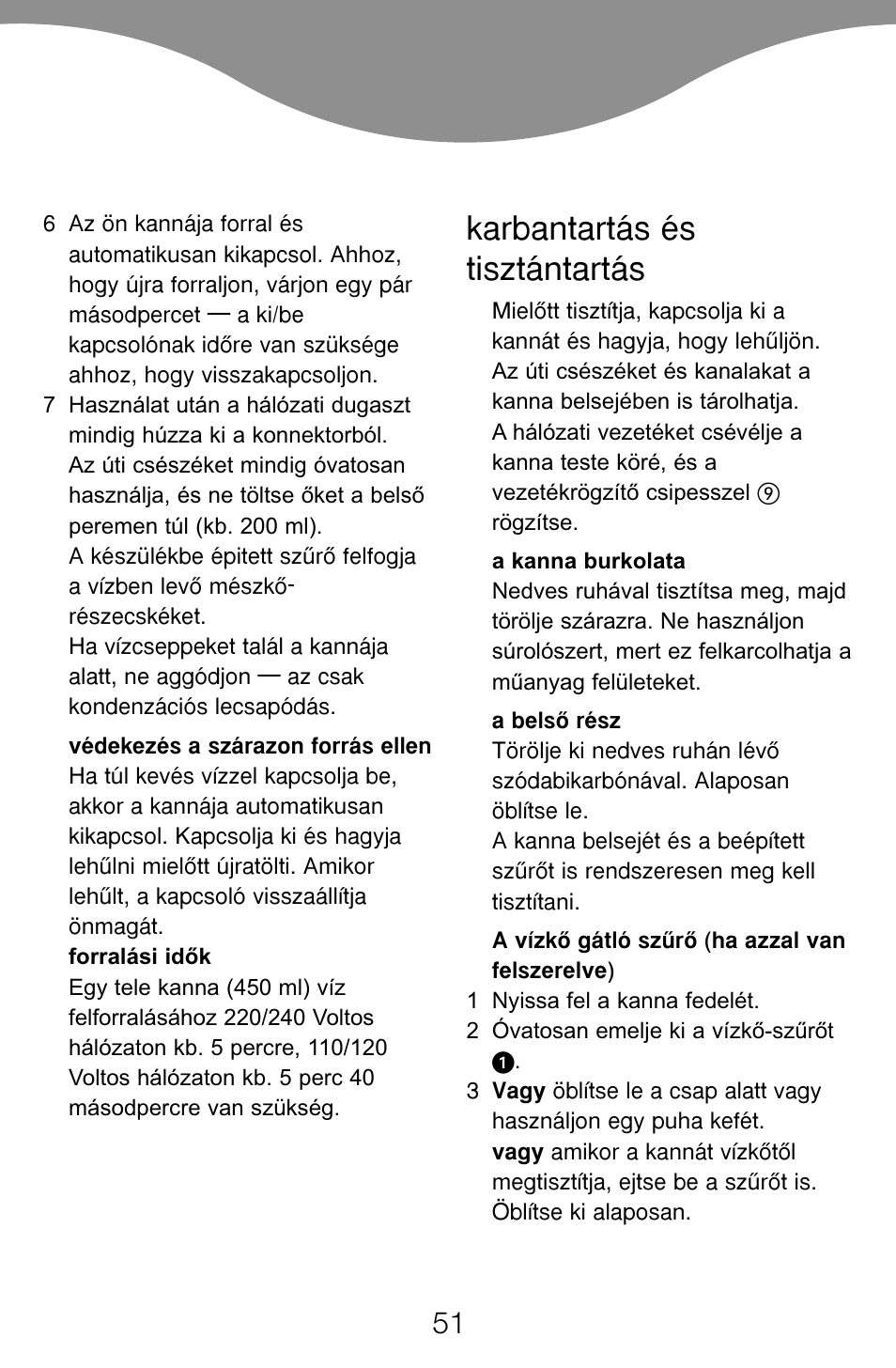 Karbantartás és tisztántartás | Kenwood JK60 User Manual | Page 54 / 72