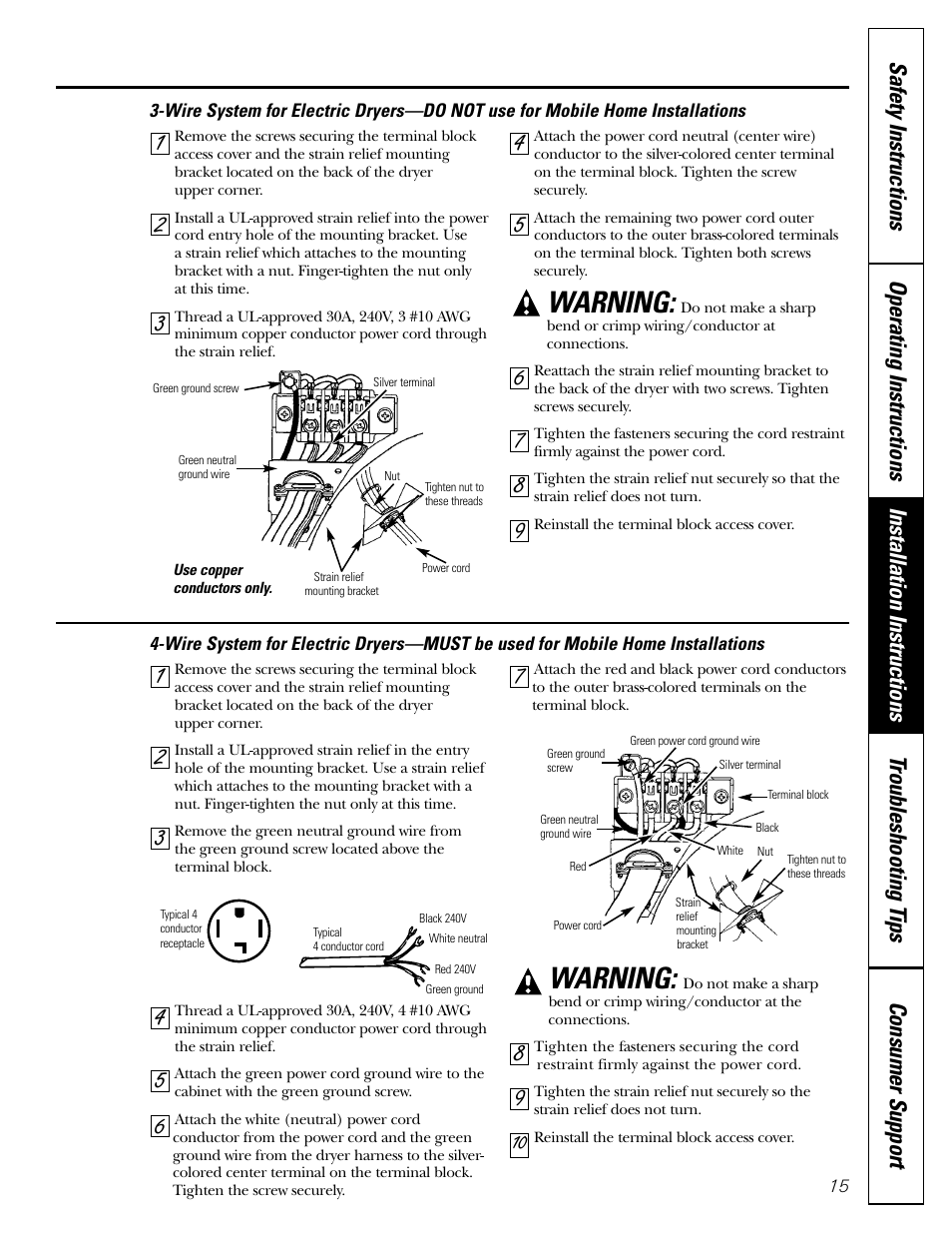 Warning | Hotpoint NLL113 User Manual | Page 15 / 24