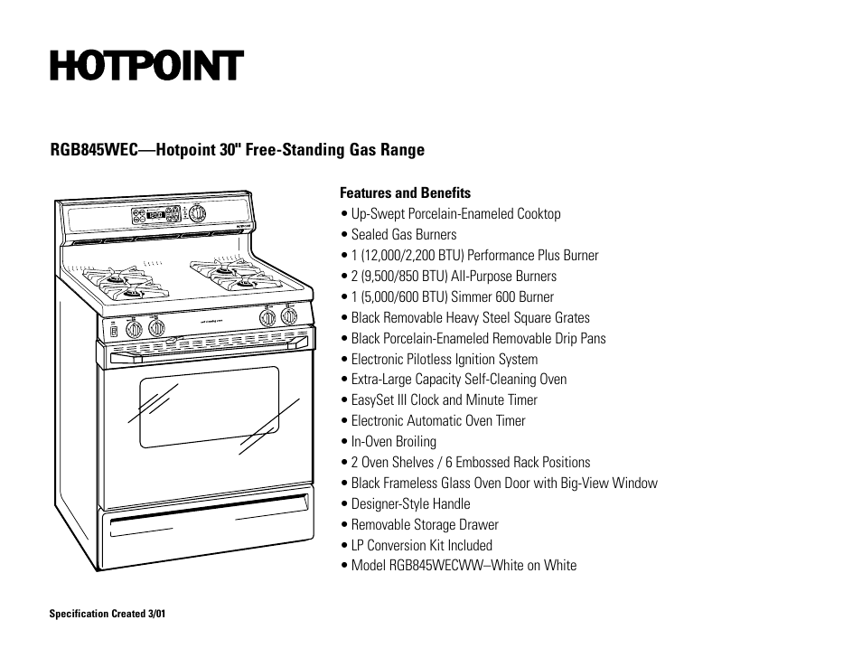 Hotpoint RGB845WEC User Manual | Page 2 / 2